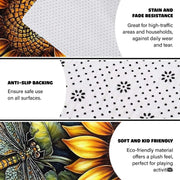 Non-skid dotted backing and resilient pile construction of the dragonfly sunflower area rug. - thumbnail image 6 of 7