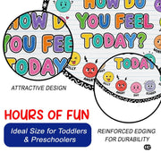 Wheel of Feelings and Emotions Round Rug, Educational Mental Health Rug for Classroom, Educational Animal Shape School Mat, Back to School Gift (Emotion 3)