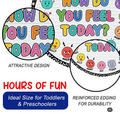 Wheel of Feelings and Emotions Round Rug, Educational Mental Health Rug for Classroom, Educational Animal Shape School Mat, Back to School Gift (Emotion 3)
