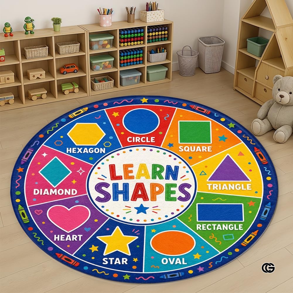 Wheel of Feelings and Emotions Round Rug, Educational Mental Health Rug for Classroom, Educational Animal Shape School Mat, Back to School Gift (Shape)