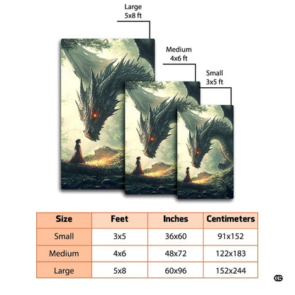 Black dragon floor rug design adding narrative charm to a mythical creatures escape room lounge. - thumbnail image 2 of 7
