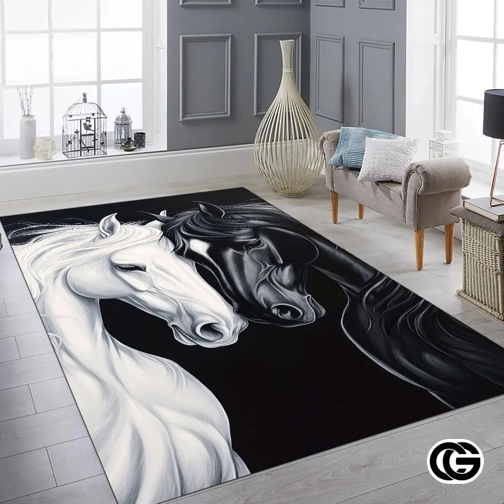Custom Running Horse Area Rug with Non-Slip Backing - Horse-ds19