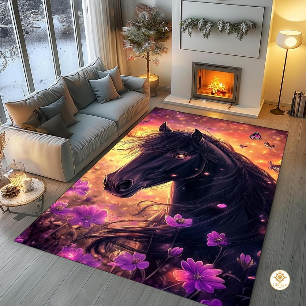 Custom Running Horse Welcome Mat for Living Room and Bedroom