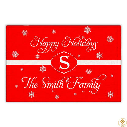 Personalized Christmas Doormat with Custom Family Name