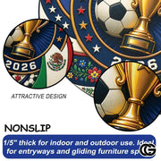 Custom Soccer Round Rug with Trophy and World Flags