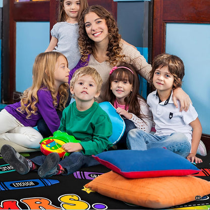 Personalized Teacher Classroom Rug, Custom Back to School Welcome Mat with Name, Kindergarten Preschool Elementary Decor, Composition Notebook Carpet (A01)
