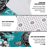 Non-slip grip backing texture and resilient construction of sea turtle area rug. - thumbnail image 6 of 7