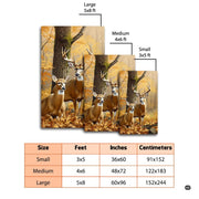 Dimensions and sizing chart for autumn whitetail buck and doe area rug - thumbnail image 2 of 7