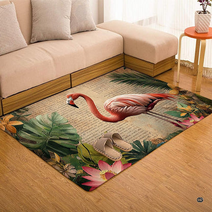 Home lounge arrangement displaying the antique script pink flamingo accent rug - thumbnail image 7 of 7