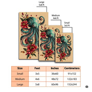 Non-slip grip backing texture and resilient construction of octopus area rug. - thumbnail image 6 of 7