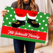 Personalized Christmas Doormat with Family Name and Custom Text
