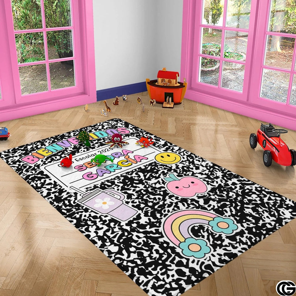 Custom Alphabet Welcome Mat with Spanish ABC and Numbers