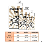 Detailed graphic of athletic pitcher silhouette on sports themed area rug in beige tones. - thumbnail image 2 of 7