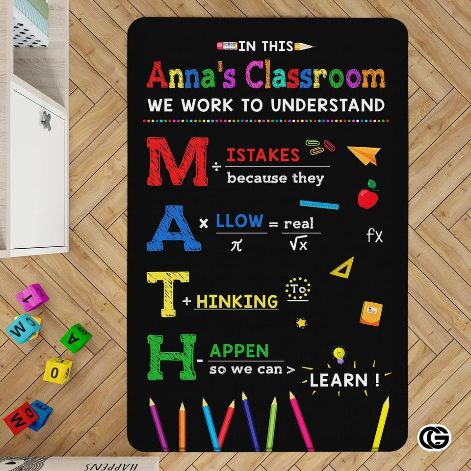 Custom Mathematics Education Rug for Classroom and Playroom - Math D5 / 3' x 5' (Rectangular)