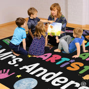 Custom Handprints Welcome Mat with Colorful Design and Text - Artist-02