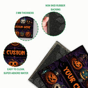 Halloween Door Mat Outdoor, Custom Spooky Welcome Mat with Black Cat and Pumpkin, Fall Front Door Mat for Porch Entryway Decor #3