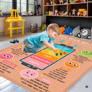 Personalized Calming Corner Rug for Classroom, Custom Teacher Name Reading Corner Rug, Emotions Feelings Carpet, Soft Fluffy Calm Corner Decor for School Reading Nook (Battery Theme)