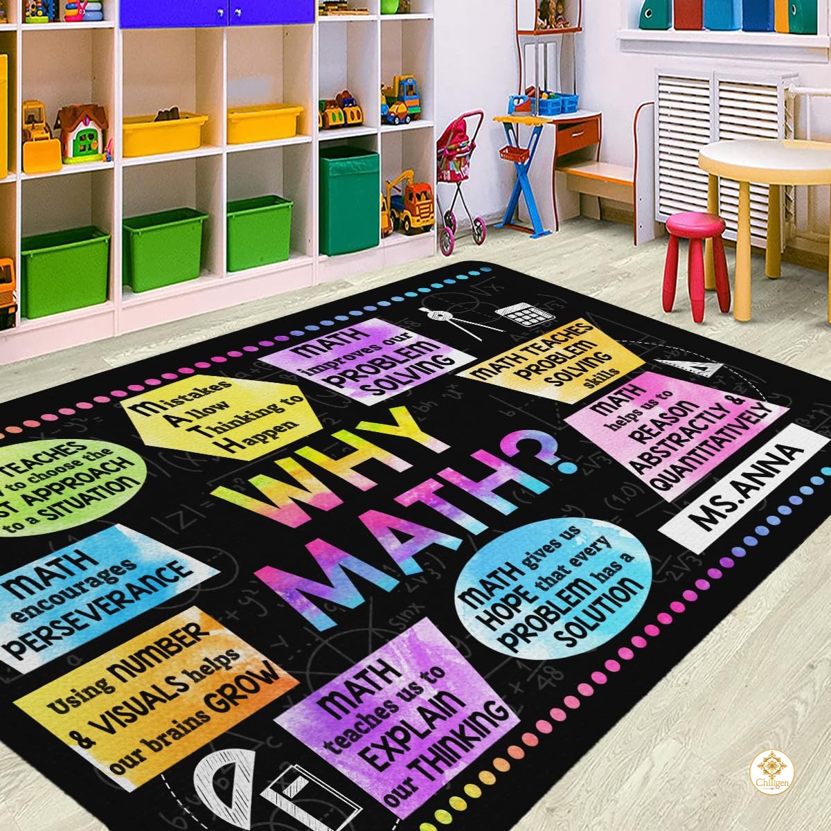 Custom Math Education Welcome Mat for Classroom and School - Math D3 / 3' x 5' (Rectangular)
