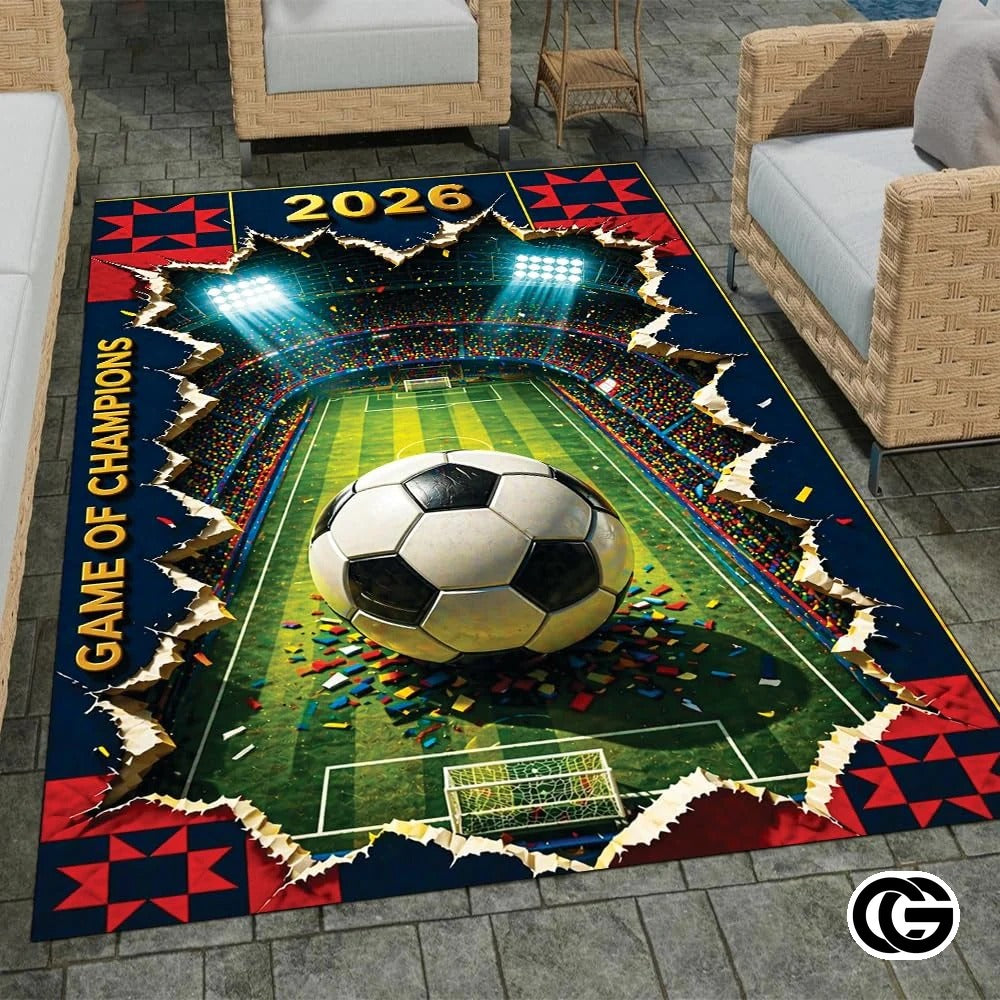 Personalized Soccer Welcome Mat with Family Name - D9