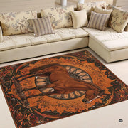 Living room setting featuring horse area rug anchored beneath a modern sofa with decorative accent amber and brown... - thumbnail image 2 of 5