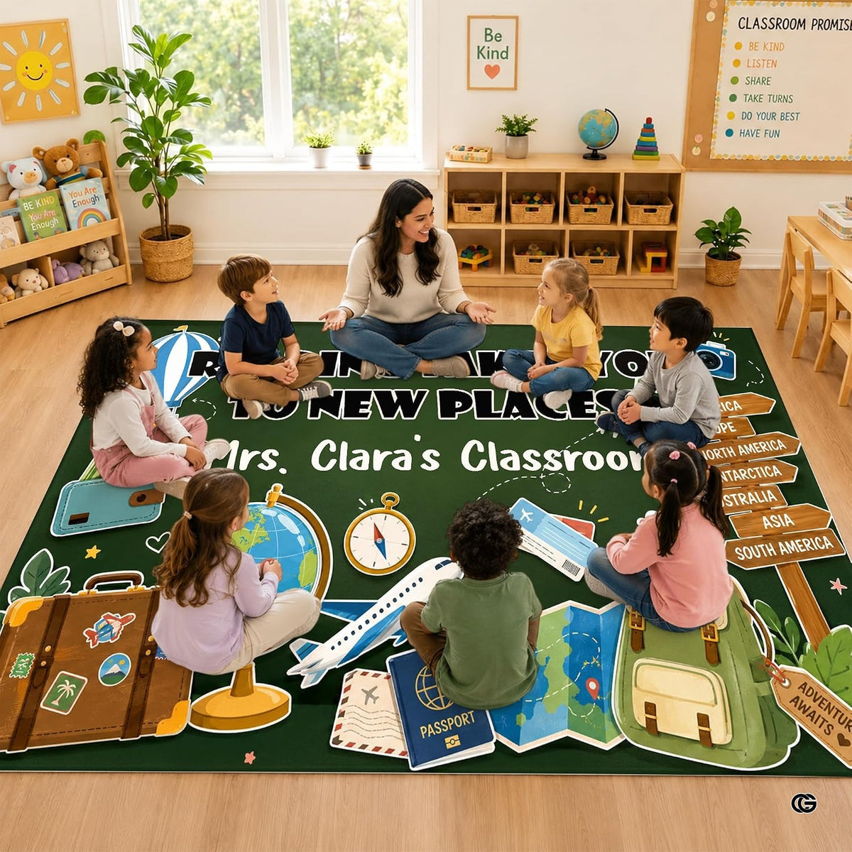 Global exploration voyage teacher area rug - view 4