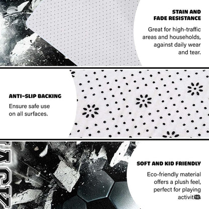 Anti-slip dot backing and clean hemmed edge stitching on soccer smash area rug - thumbnail image 4 of 8
