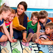 Overhead display of school doodles affirmation illustration on a playful area rug - thumbnail image 5 of 7