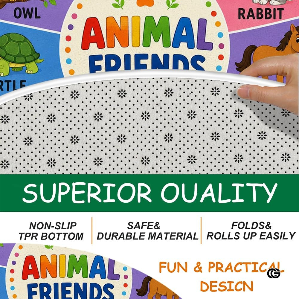 Wheel of Feelings and Emotions Round Rug, Educational Mental Health Rug for Classroom, Educational Animal Shape School Mat, Back to School Gift (Animal)