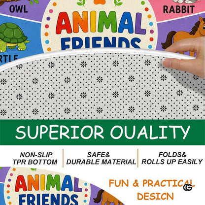 Wheel of Feelings and Emotions Round Rug, Educational Mental Health Rug for Classroom, Educational Animal Shape School Mat, Back to School Gift (Animal)