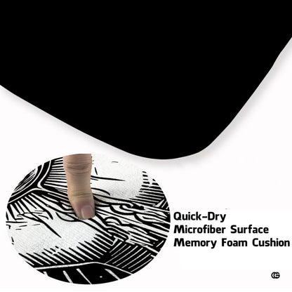 Close-up of all-seeing eye motif and celestial light rays on black decorative rug. - thumbnail image 3 of 8