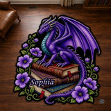 Custom Dragon Shaped Area Rug, Personalized Library Western Dragon Shaped Floor Mat Book Rug, Non-Slip Reading Room Carpet for Living Room, Bedroom, Dorm, Kids Room, Fans Lover (D8)