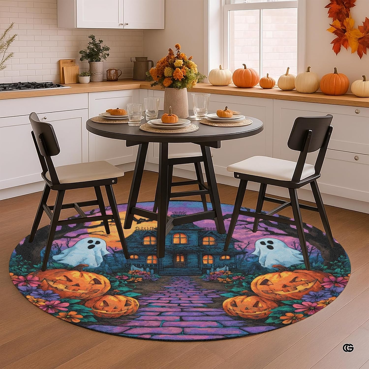 Custom Halloween 3D Optical Illusion Round Rug Skeleton Horror Area Rug (1, #2)