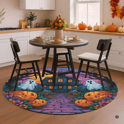 Custom Halloween 3D Optical Illusion Round Rug Skeleton Horror Area Rug (1, #2)