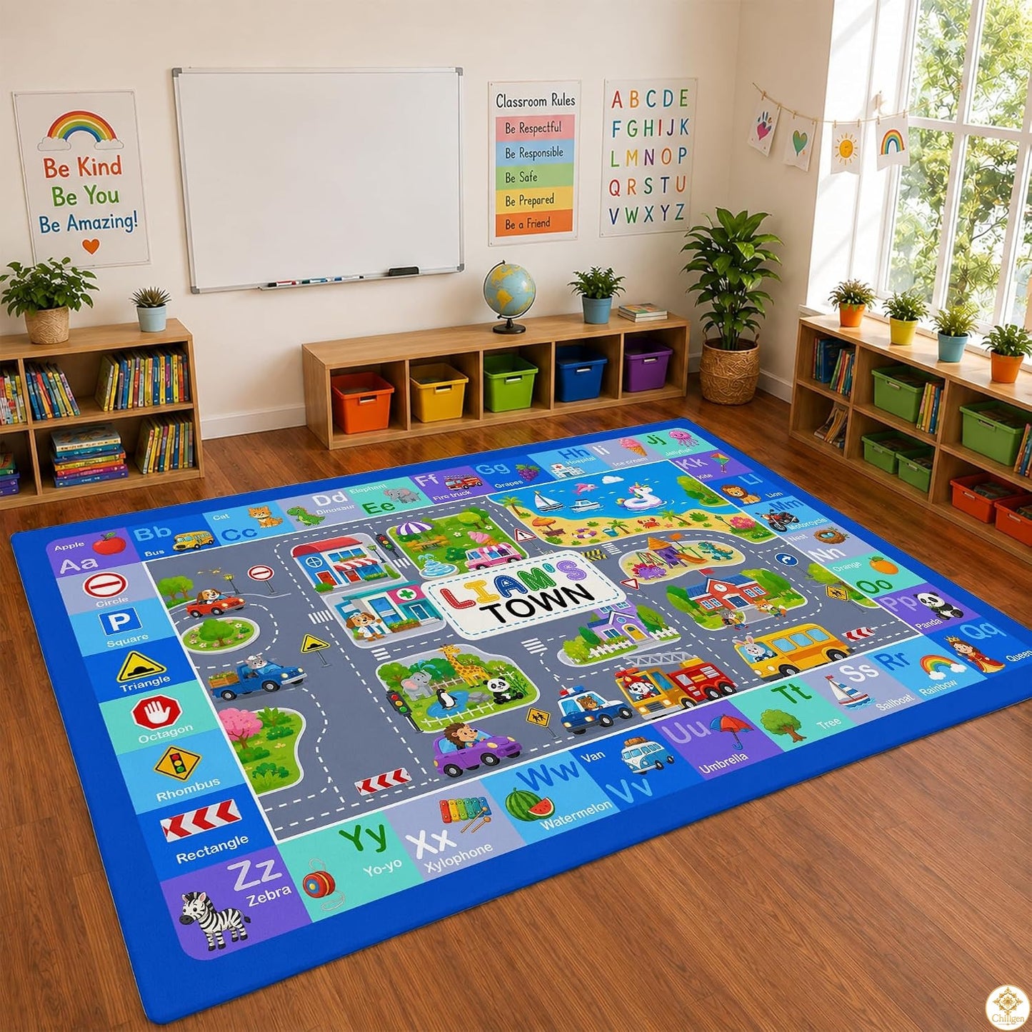 Personalized Road Map Welcome Mat with Custom Name and Town Detail