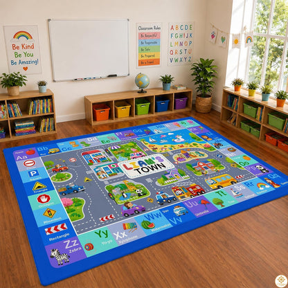 Personalized Road Map Welcome Mat with Custom Name and Town Detail