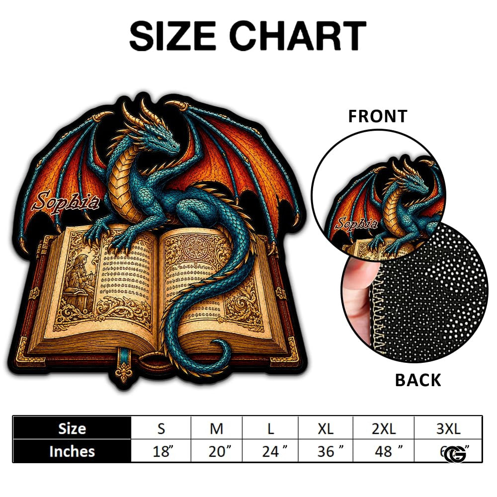 Custom Dragon Shaped Area Rug, Personalized Library Western Dragon Shaped Floor Mat Book Rug, Non-Slip Reading Room Carpet for Living Room, Bedroom, Dorm, Kids Room, Fans Lover (D5)