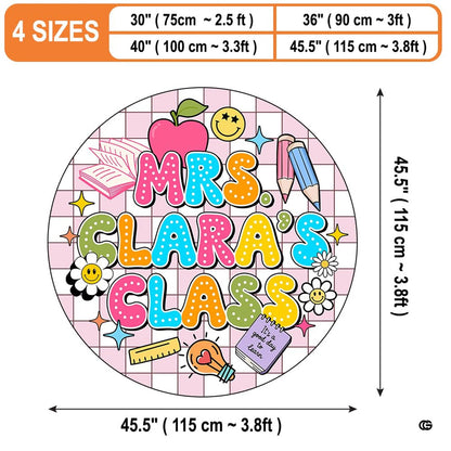 Close-up of cheerful smiling yellow daisy illustration and retro dotted lettering on pastel grid flooring. - thumbnail image 2 of 9