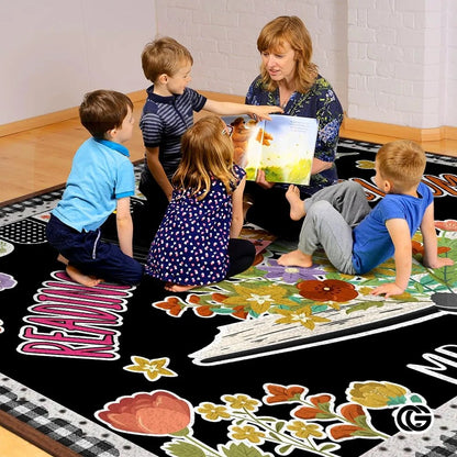 Custom Handprints Welcome Mat with Colorful Design and Text - Reading