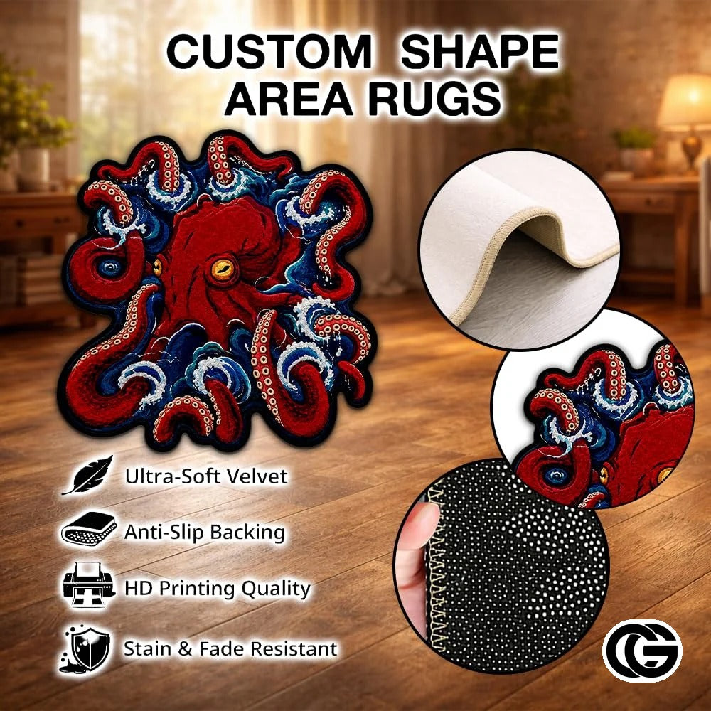 Custom Octopus Shaped Welcome Mat for Door and Entryway - D3