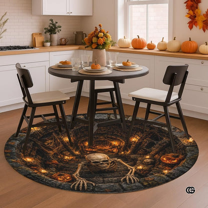 Personalized Halloween 3D Optical Illusion Ghost Round Rug (A09)