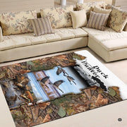 Dimensions and sizing chart for waterfowl camo illusion living room area rug - thumbnail image 2 of 8
