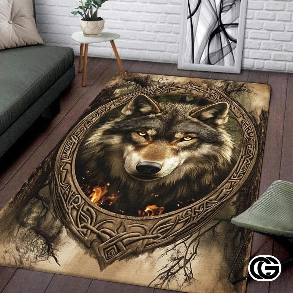 Custom Galaxy Wolves Rug for Boy Room and Living Room - Wolf-ds16