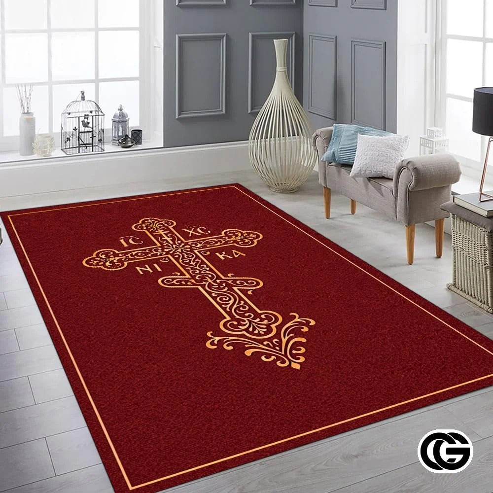 Personalized Orthodox Doormat with Christian Cross and Eagle - D7