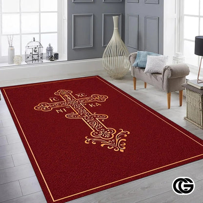 Personalized Orthodox Doormat with Christian Cross and Eagle - D7