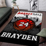 Red number 24 basketball player sports illustration rectangular area rug.