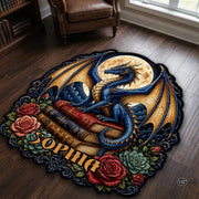 Custom Dragon Shaped Area Rug, Personalized Library Western Dragon Shaped Floor Mat Book Rug, Non-Slip Reading Room Carpet for Living Room, Bedroom, Dorm, Kids Room, Fans Lover (D7)
