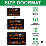 Halloween Door Mat Outdoor, Custom Spooky Welcome Mat with Black Cat and Pumpkin, Fall Front Door Mat for Porch Entryway Decor #3