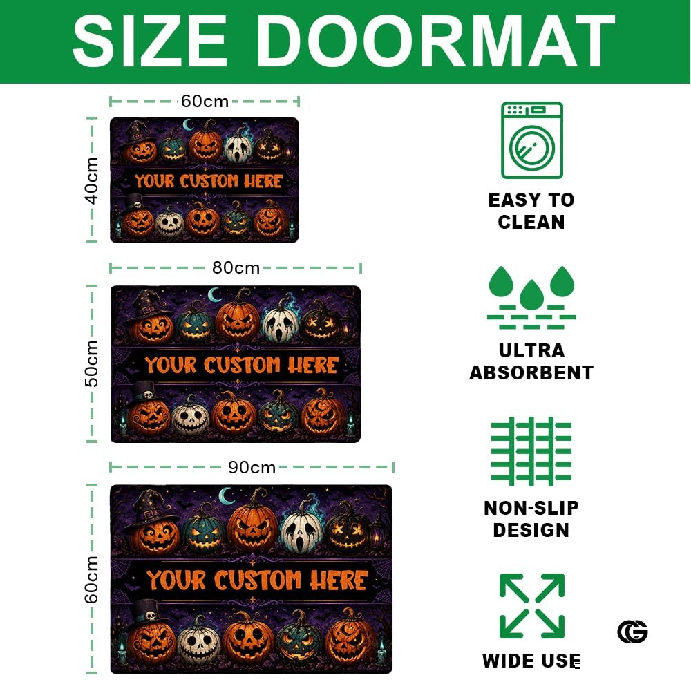 Halloween Door Mat Outdoor, Custom Spooky Welcome Mat with Black Cat and Pumpkin, Fall Front Door Mat for Porch Entryway Decor #3