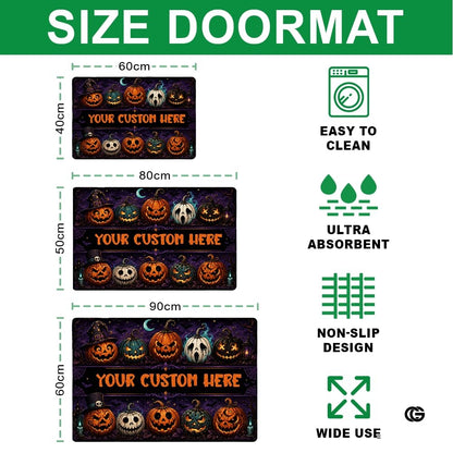 Halloween Door Mat Outdoor, Custom Spooky Welcome Mat with Black Cat and Pumpkin, Fall Front Door Mat for Porch Entryway Decor #3