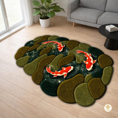 Custom Koi Fish Shaped Welcome Mat for Bedroom and Living Room